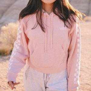 Vans Pink Hoodie with Checkered Sleeves